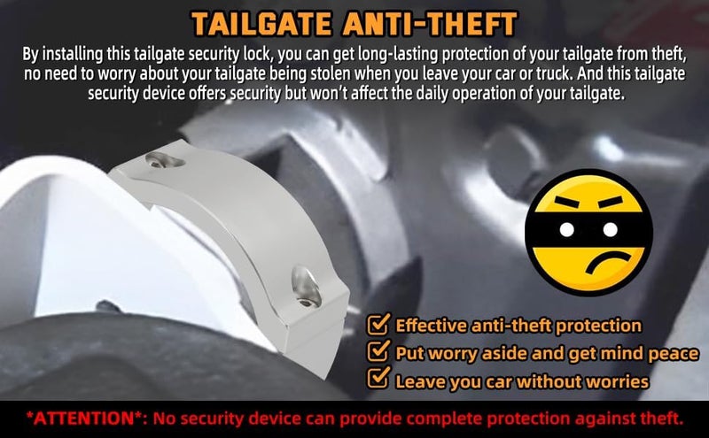 Foruly Tailgate Anti-Theft Lock, for Toyota Tacoma 2016-2023, Tailgate Security Device Truck Bed Tail Gate Lock with 2 Screws- CNC Machined Aluminum (Silver) - Image 4